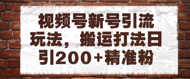 视频号新号引流玩法，搬运打法日引200+精准粉，可矩阵放大【揭秘】-鑫梵淘