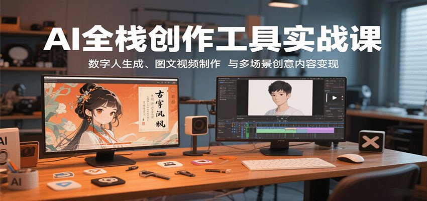 AI全栈创作工具实战课：数字人生成、图文视频制作与多场景创意内容变现-鑫梵淘