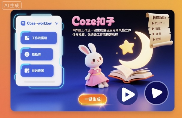 Coze扣子工作流一键生成童话皮克斯风格立体书视频，保姆级工作流搭建教程-鑫梵淘