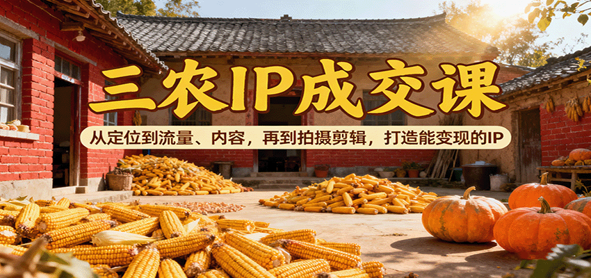 三农IP成交课：从定位到流量、内容，再到拍摄剪辑，打造能变现的IP-鑫梵淘