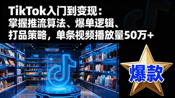 TikTok入门到变现：掌握推流算法、爆单逻辑、打品策略，单条视频播放量50w-鑫梵淘