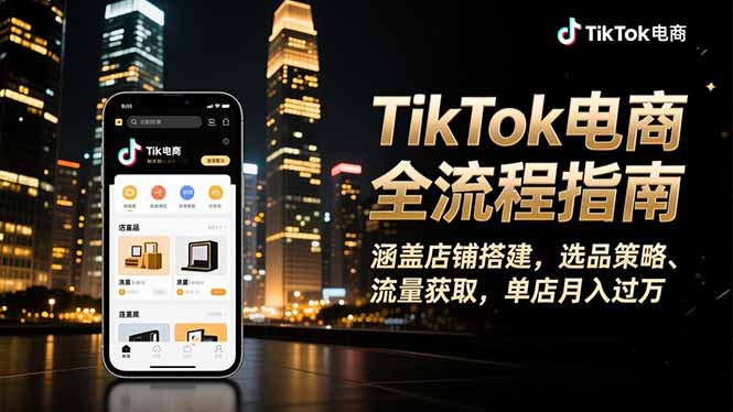 TikTok电商全流程指南，涵盖店铺搭建、选品策略、流量获取，单店月入过万-鑫梵淘