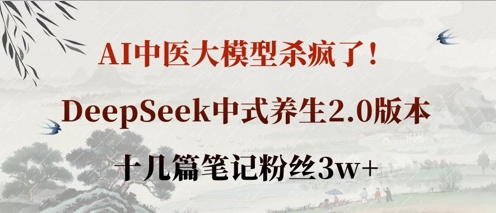 AI中医大模型杀疯了！DeepSeek中式养生2.0版本，十几篇笔记粉丝3w+-鑫梵淘