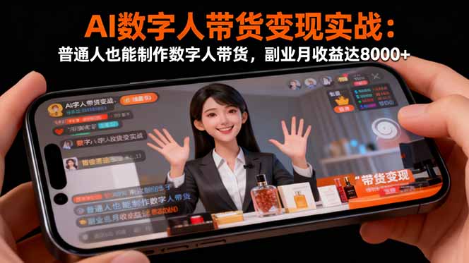 AI数字人带货变现实战：普通人也能制作数字人带货，副业月收益达8000+-鑫梵淘