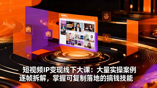 短视频IP变现线下大课：大量实操案例逐帧拆解，掌握可复制落地的搞钱技能-鑫梵淘