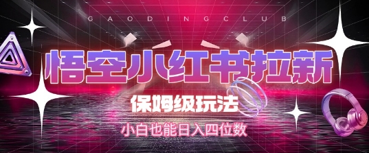 悟空小红书拉新，保姆级玩法，小白也能日入四位数-鑫梵淘