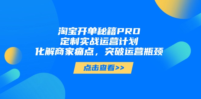 淘宝开单秘籍PRO，定制实战运营计划，化解商家痛点，突破运营瓶颈-鑫梵淘