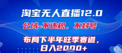 淘宝无人直播12.0，不封号，不违规，布局下半年旺季赛道，日入1k+(独家技术)【揭秘】-鑫梵淘