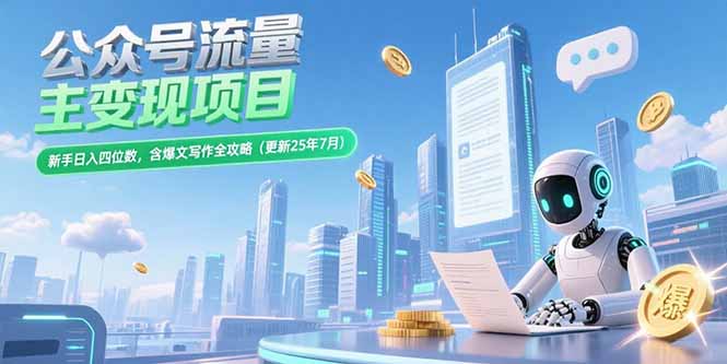 公众号流量主变现项目，新手日入四位数，含爆文写作全攻略(更新25年7月-鑫梵淘