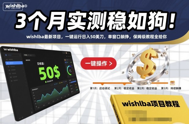 3个月实测稳如狗！wishlba最新项目，一键运行日入50美刀，单窗口躺挣，保姆级教程全给你【揭秘】-鑫梵淘