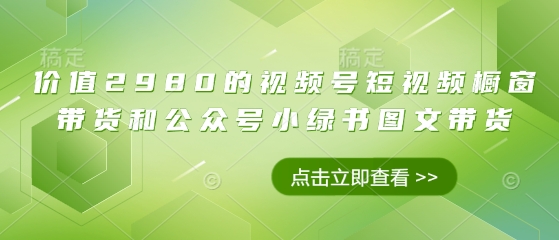 价值2980的视频号短视频橱窗带货和公众号小绿书图文带货-鑫梵淘