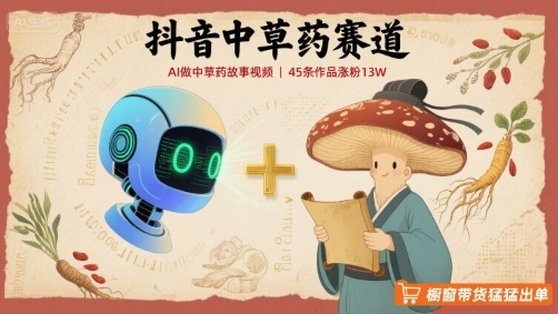 抖音中草药赛道，用AI做中草药故事视频，45条作品涨粉13W，橱窗带货猛猛出单-鑫梵淘