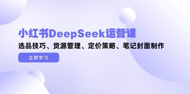小红书DeepSeek运营课，选品技巧、货源管理、定价策略、笔记封面制作-鑫梵淘