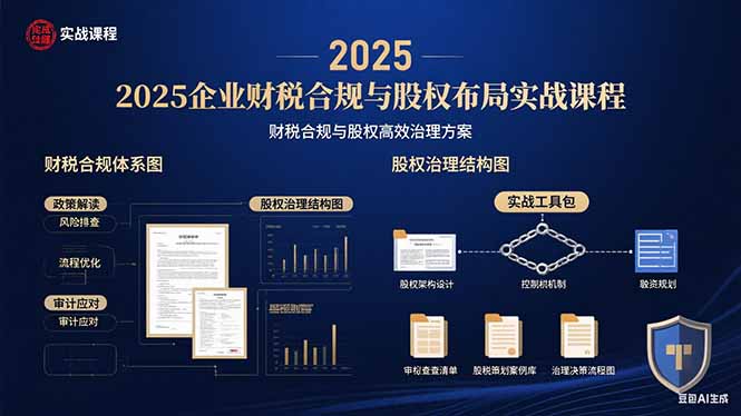 2025企业财税合规与股权布局的实战课程：财税合规与股权高效治理方案-鑫梵淘
