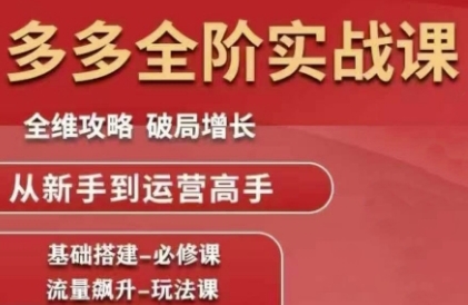 拼多多全阶实战课程，全维攻略，破局增长，从新手到运营高手-鑫梵淘