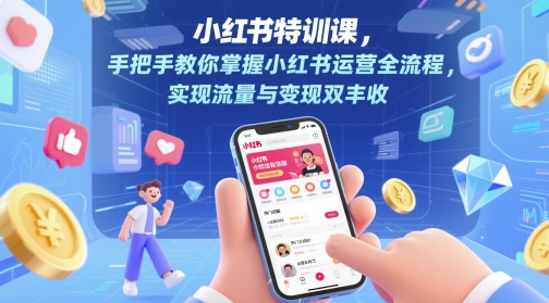 小红书特训课，手把手教你掌握小红书运营全流程，实现流量与变现双丰收-鑫梵淘
