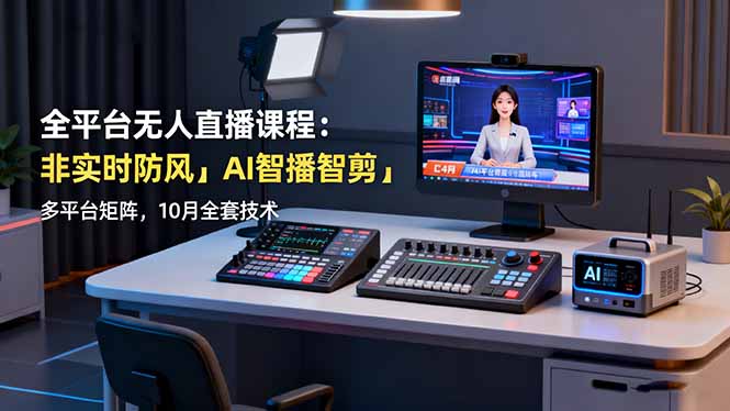 全平台无人直播课程：非实时防风＋AI智播智剪＋多平台矩阵，10月全套技术-鑫梵淘