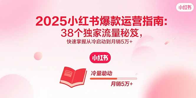 2025小红书爆款运营指南：38个独家流量秘笈，快速掌握从冷启动到月销5万+-鑫梵淘