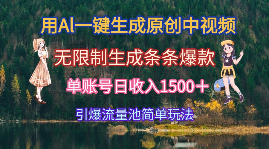 用Al一键生成原创中视频，无限制生成条条爆款，单账号日收入1500＋引爆...-鑫梵淘