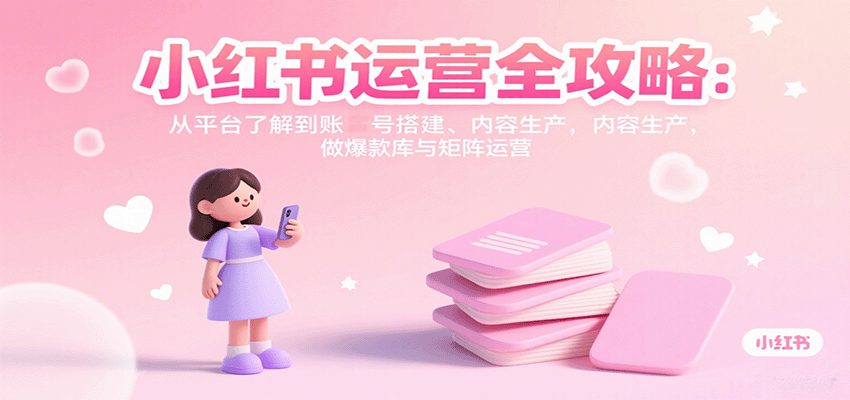 小红书运营全攻略：从平台了解到账号搭建、内容生产，做爆款库与矩阵运营-鑫梵淘