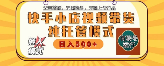 快手小店托管代运营，无需剪辑，无需选品，无需上传作品，全程无需操作，轻松月入5k+【揭秘】-鑫梵淘