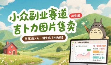 小众副业赛道 吉卜力图片售卖 单日2张+ AI一键生成【附教程】-鑫梵淘