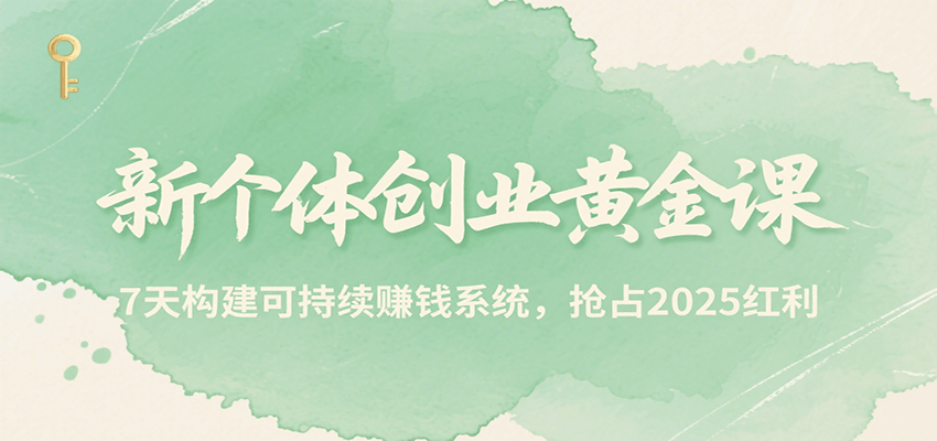 新个体创业黄金课，7天构建可持续赚钱系统，抢占2025红利-鑫梵淘