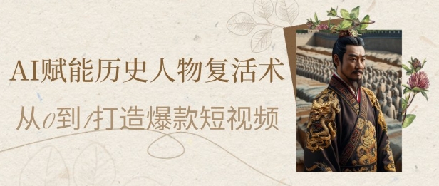 AI赋能历史人物复活术：从0到1打造爆款短视频，7天涨粉10W，小白也能月入过1W-鑫梵淘