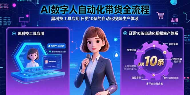 AI数字人自动化带货全流程：黑科技工具应用 日更10条的自动化视频生产体系-鑫梵淘