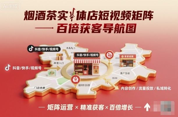 烟酒茶实体店短视频矩阵百倍获客导航图-鑫梵淘