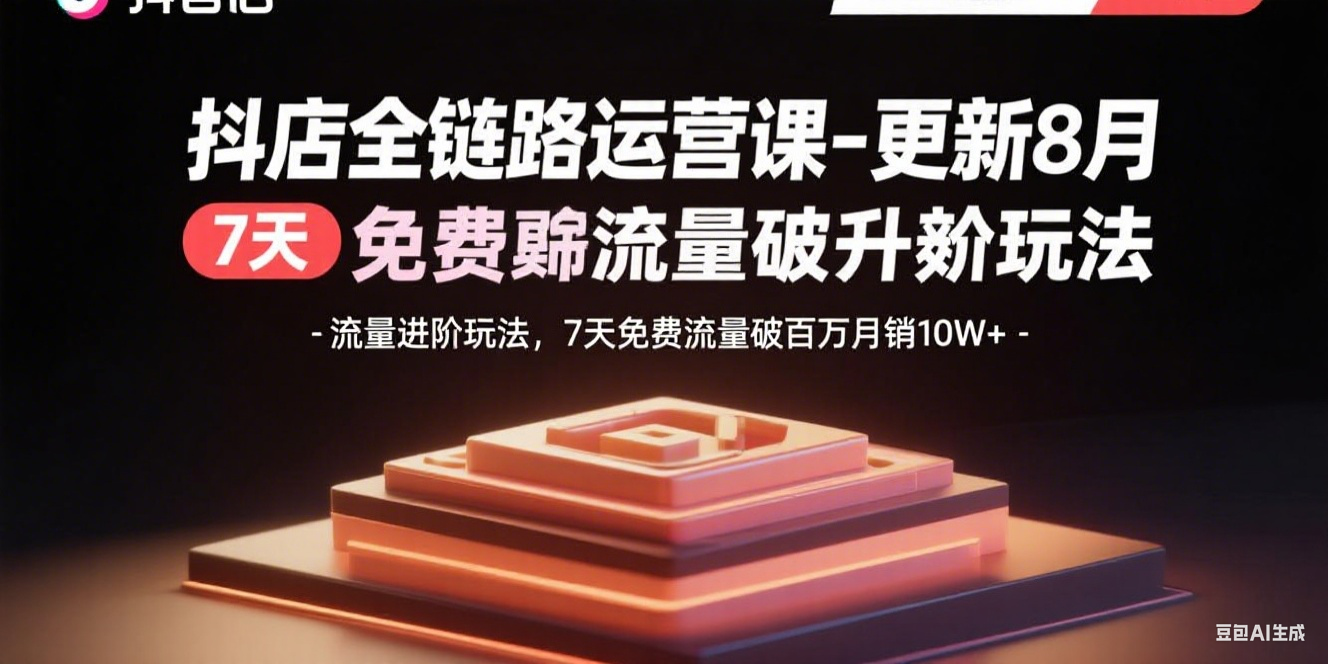抖店全链路运营课-更新8月：流量进阶玩法，7天免费流量破百万月销10W+-鑫梵淘