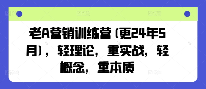 老A营销训练营(更25年6月)，轻理论，重实战，轻概念，重本质-鑫梵淘