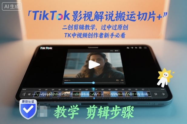 TikTok影视解说搬运切片+二创剪辑教学，过中过原创，TK中视频创作者新手必看-鑫梵淘