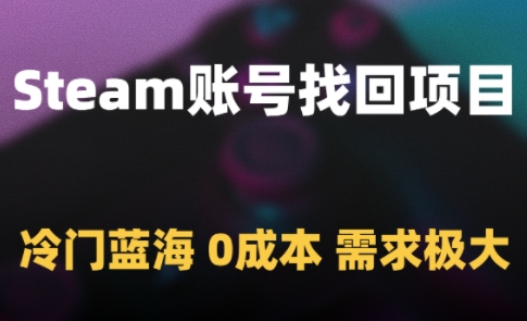 Steam账号找回项目，冷门蓝海，0成本，需求极大-鑫梵淘