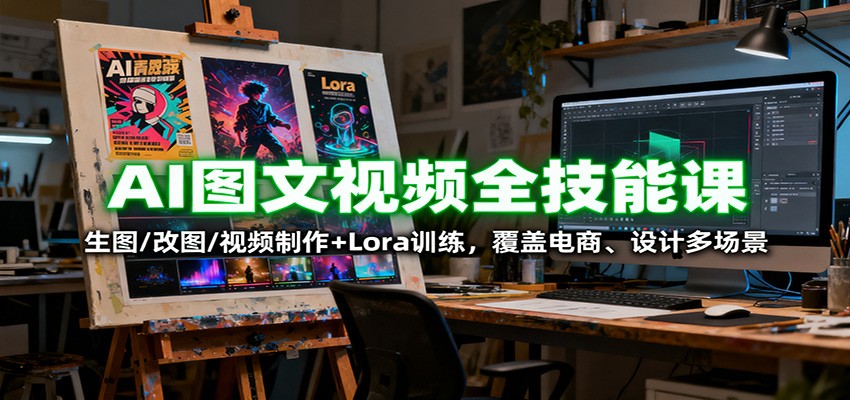 AI图文视频全技能课：生图/改图/视频制作+Lora训练，覆盖电商 、设计多场景-鑫梵淘