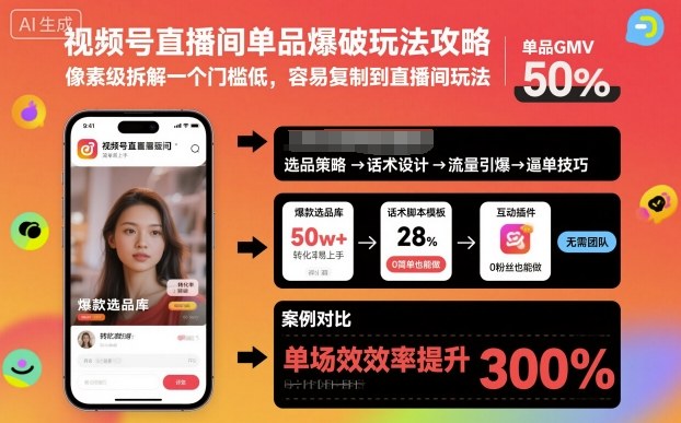 视频号直播间单品爆破玩法攻略，像素级拆解一个门槛低，容易复制到直播间玩法-鑫梵淘