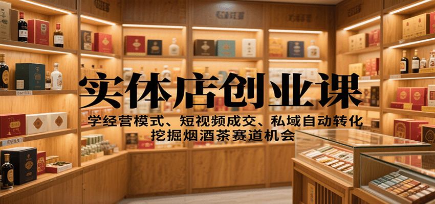 实体店创业课：学经营模式、短视频成交、私域自动转化，挖掘烟酒茶赛道机会-鑫梵淘