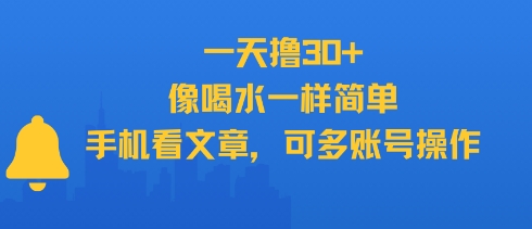 一天撸30+，像喝水一样简单，手机看文章，可多账号操作-鑫梵淘