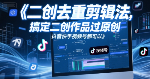 短视频二创去重剪辑法，搞定二创作品过原创，抖音快手视频号都可以-鑫梵淘