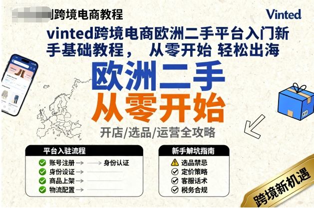 vinted跨境电商欧洲二手平台入门新手基础教程，从零开始轻松出海-鑫梵淘