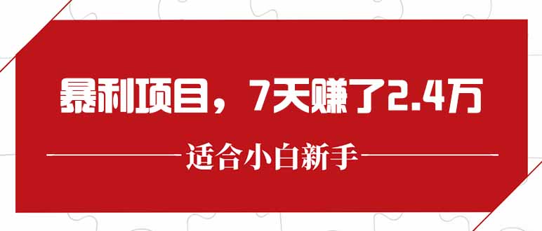 最新暴利项目，每单收益轻松在300以上，7天赚了2.4万-鑫梵淘
