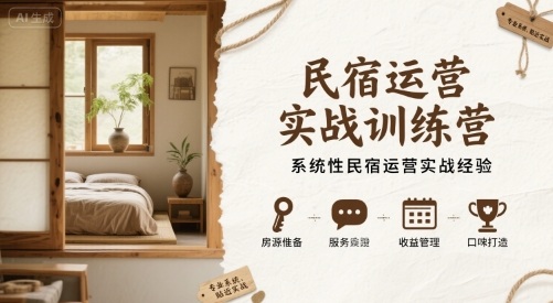 民宿运营实战训练营，系统性民宿运营实战经验-鑫梵淘