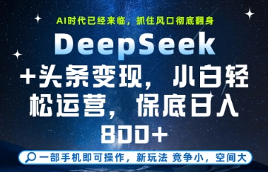 DeepSeek+头条变现，保姆级教学，小白轻松上手，日入8张+【揭秘】-鑫梵淘