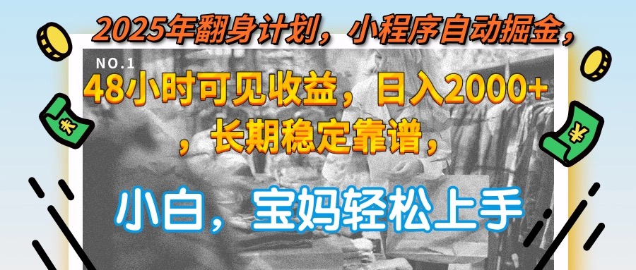 2025年翻身计划，小程序自动掘金48小时可见收益，日入2000+，长期稳定...-鑫梵淘