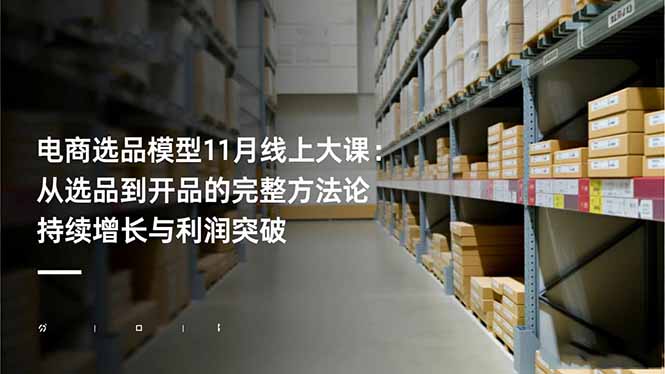 电商选品模型11月线上大课：从选品到开品的完整方法论 持续增长与利润突破-鑫梵淘