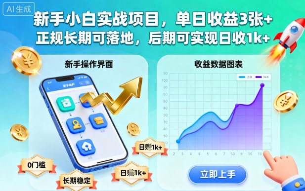 新手小白实战项目，单日收益3张+，正规长期可落地，后期可实现日收1k+【揭秘】-鑫梵淘