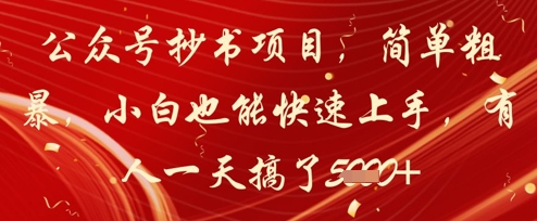 公众号抄书项目，简单粗暴，小白也能快速上手，有人一天搞了1k+-鑫梵淘