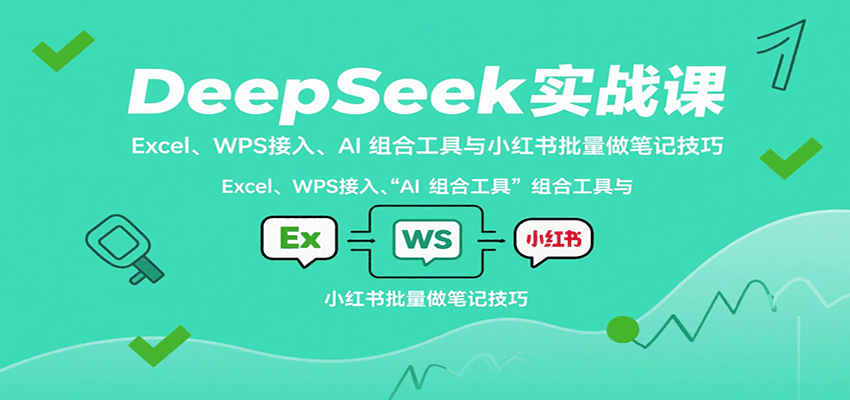 DeepSeek实战课：Excel、WPS接入、AI 组合工具与小红书批量做笔记技巧-鑫梵淘