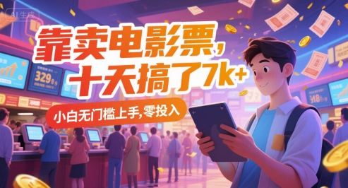 靠卖电影票，十天搞了7k+，小白无门槛上手，零投入【揭秘】-鑫梵淘