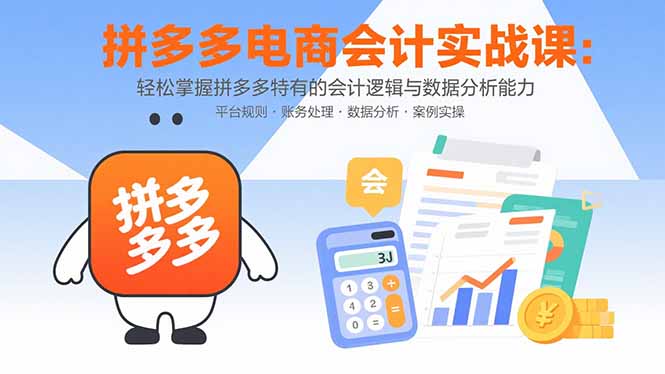 拼多多电商会计实战课：轻松掌握拼多多特有的会计逻辑与数据分析能力-鑫梵淘
